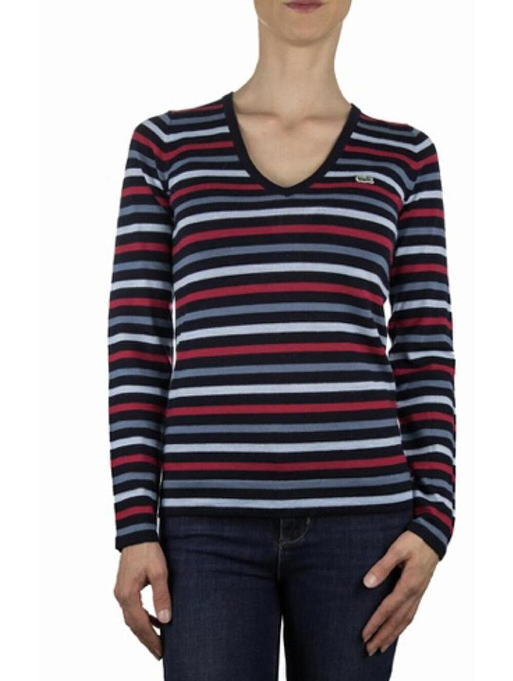 Lacoste Wool Sweater Women's 38 Striped Woolmark